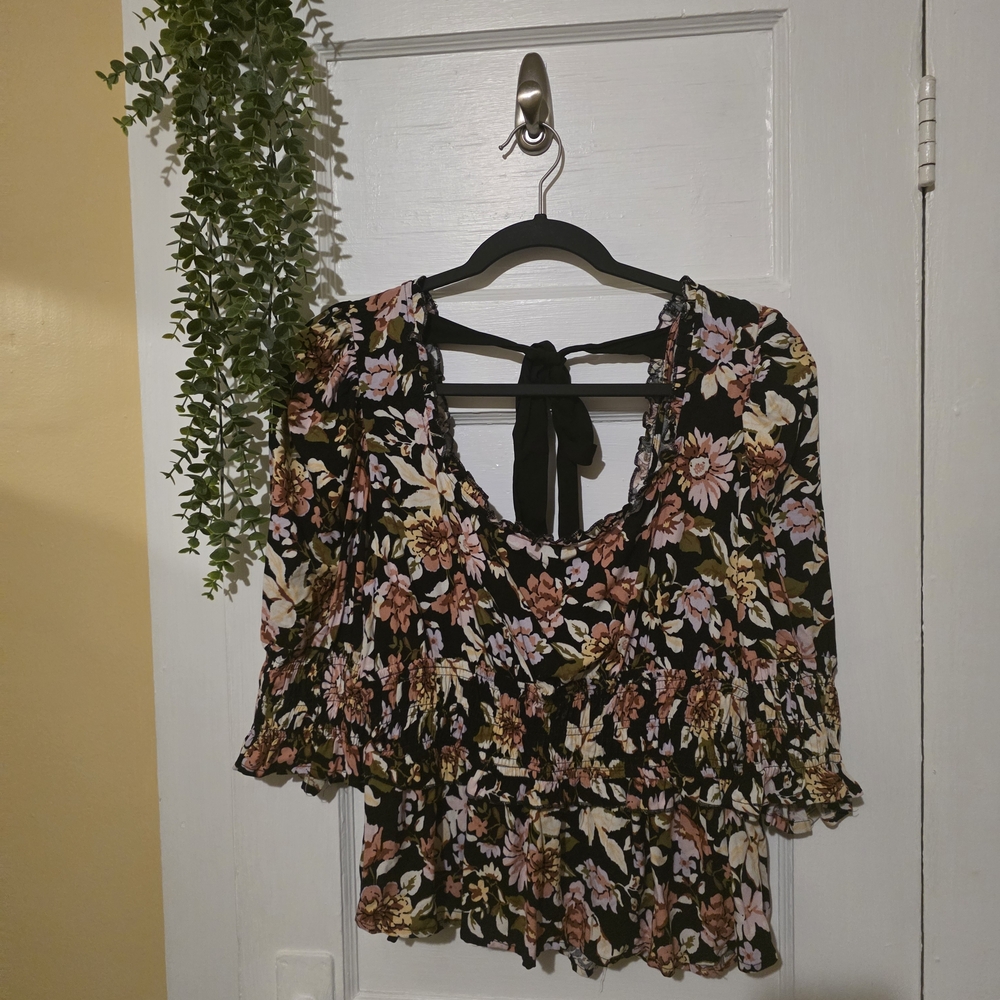 Floral Black Women's Top